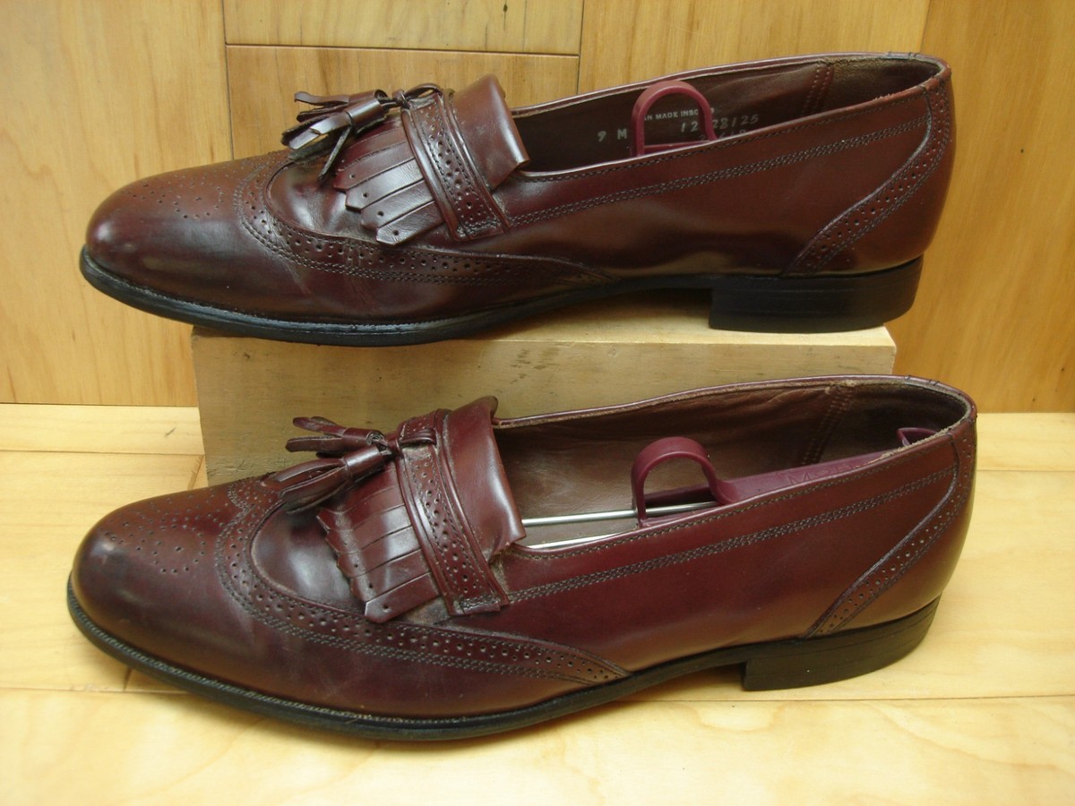 Vintage Tassel Kiltie Loafers Mens 9 W Burgundy Leather Moc BOSTONIAN Classics Tassel Kiltie Loafer - Etsy main image 2