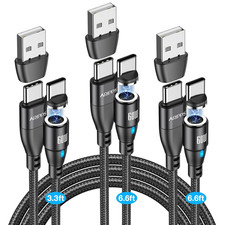 USB C to USB C Magnetic Charging Cable 3-Pack, 3.3Ft/6.6Ft/6.6Ft , 60W/3A Fast