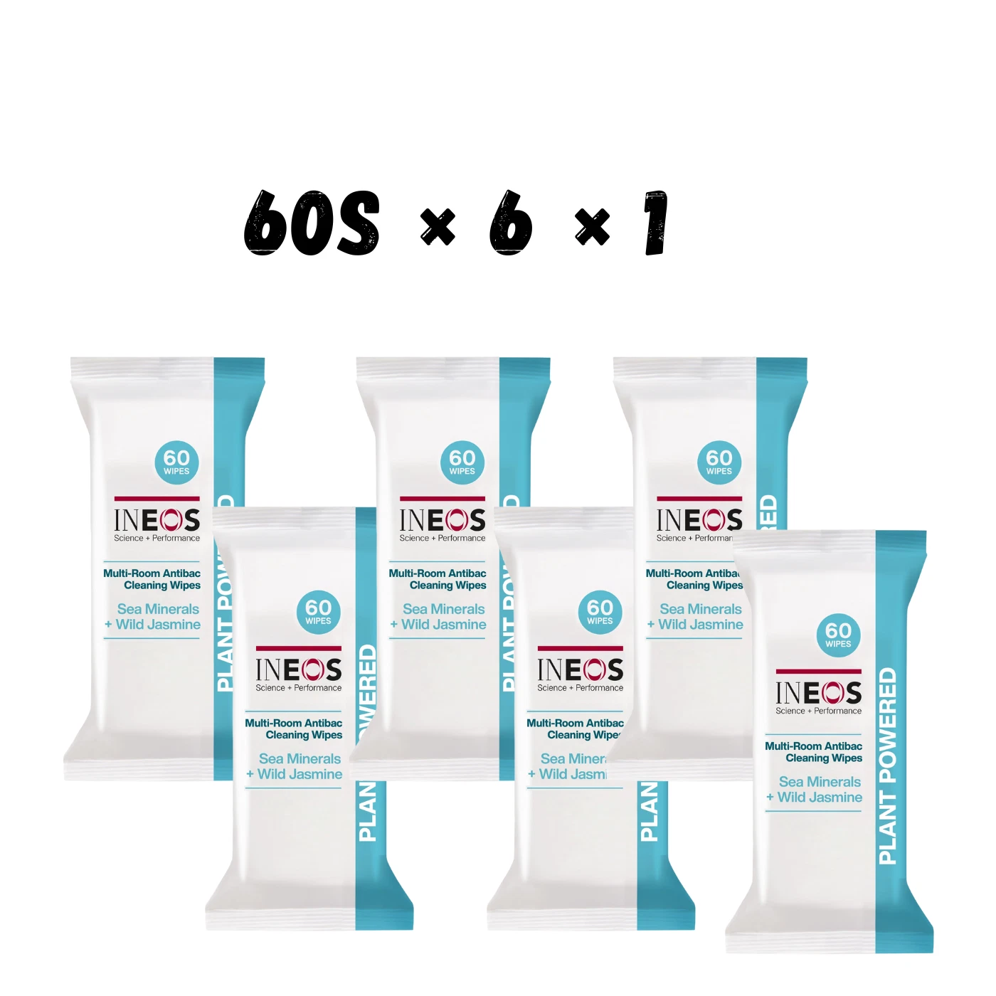 INEOS Antibac Multi-Room Biodegradable Wipes Sea Minerals + Wild Jasmine 48s*6*1