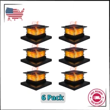 Dynaming 6 Pack Solar Flame Post Lights for Garden, Deck, Patio, Outdoor
