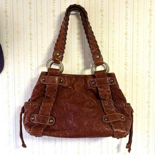 Kooba Shoulder Bag Brown Gold Leather Womens Handbag Size 12.4 x 9.8 x 6.7 in