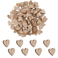 100Pcs 0.5" Wooden Hearts for Crafts - Small Unfinished Heart Cutout Slices f...