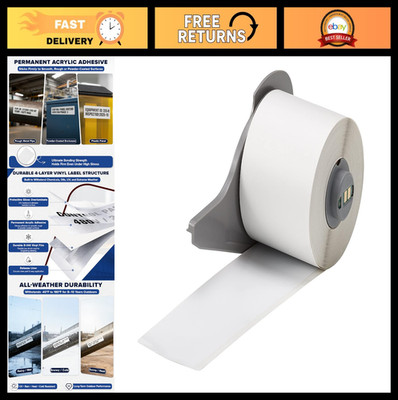 2'' x 50' White Permanent Adhesive Vinyl Label Tape for BMP71 Printers - Durable,