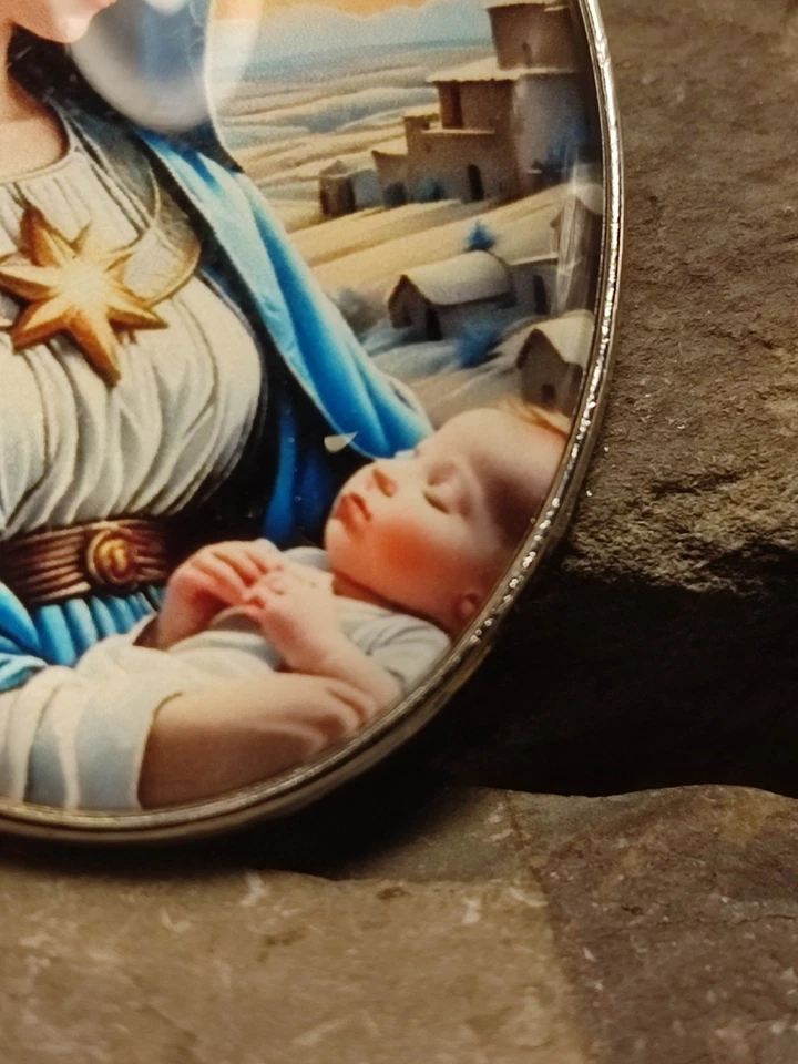 Halskette Unsere Liebe Heilige Jungfrau Maria mit Jesus Baby glasiert Groß - Bild 4 von 4