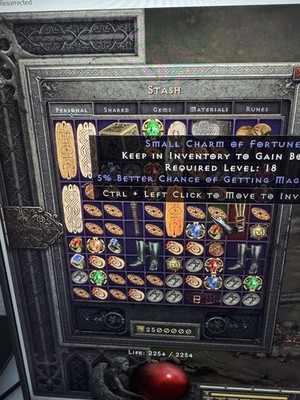 DIABLO 2 RESURRECTED  +5% MAGIC FIND  SMALL CHARM PC SC