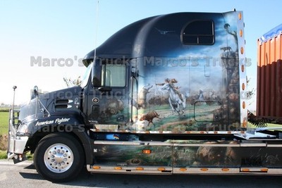 LKW Foto Mack Vision Container-Sattelauflieger USA schwarz American Fight #b2fr