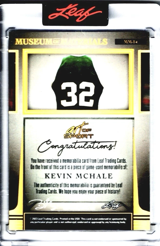 2023 Leaf Art Of Sport Kevin MCHALE Museum Of Materials Platinum GU Patch #1/1 - Image 2 of 2