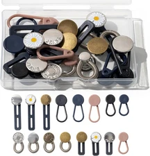 Secmity 16 Pcs Button Extenders for Jeans, Pants Extender multicolor 