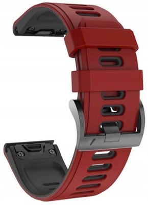 26mm Silikon-Armband für Fenix 6x Solar, Quickfit, Bordeaux/Schwarz