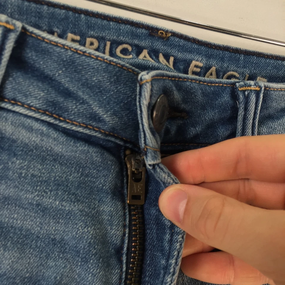 American Eagle Hombre Pantalones Cortos Denim 30 Azul Algodón Cremallera Mosca Elástico Delgado 124730 Foto 3 de 4