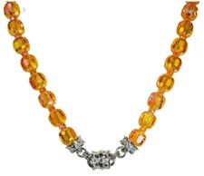 KIRKS FOLLY Divine Sparkle 10mm Crystal Beaded Magnetic Necklace (ST/Orange/AB)