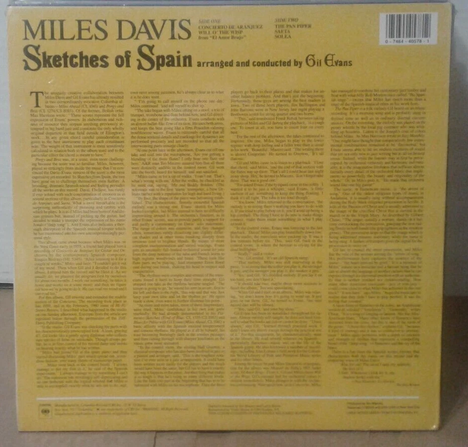 Miles Davis - Sketches Of Spain 1987 Vinyl LP Remastered Columbia Sealed