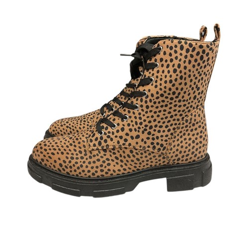 Olivia Miller Women's Normie Leopard Print Combat Boots Tan Black Size 11 Trendy