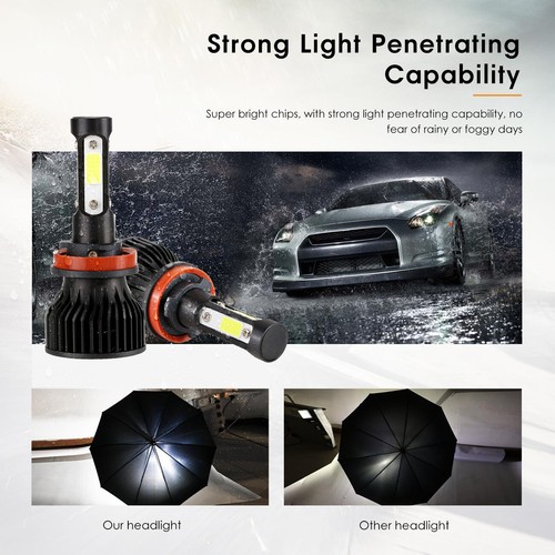 4-sides H9 H11 H11 LED Headlight High Low Fog Lights For Nissan Altima 2007-2018 - Picture 9 of 17