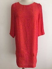 ZARA Basic Tunic Dress Bright Coral/Orange & Fuchsia Animal Print Size XS