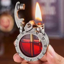 Kerosene Cigar Lighter Metal Rocker Arm Design Lighter Transparent Oil Tank New