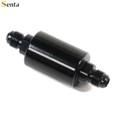 Universal -6AN Inline Fuel Filter High Flow 100 Micron Cleanable AN6 6AN Black