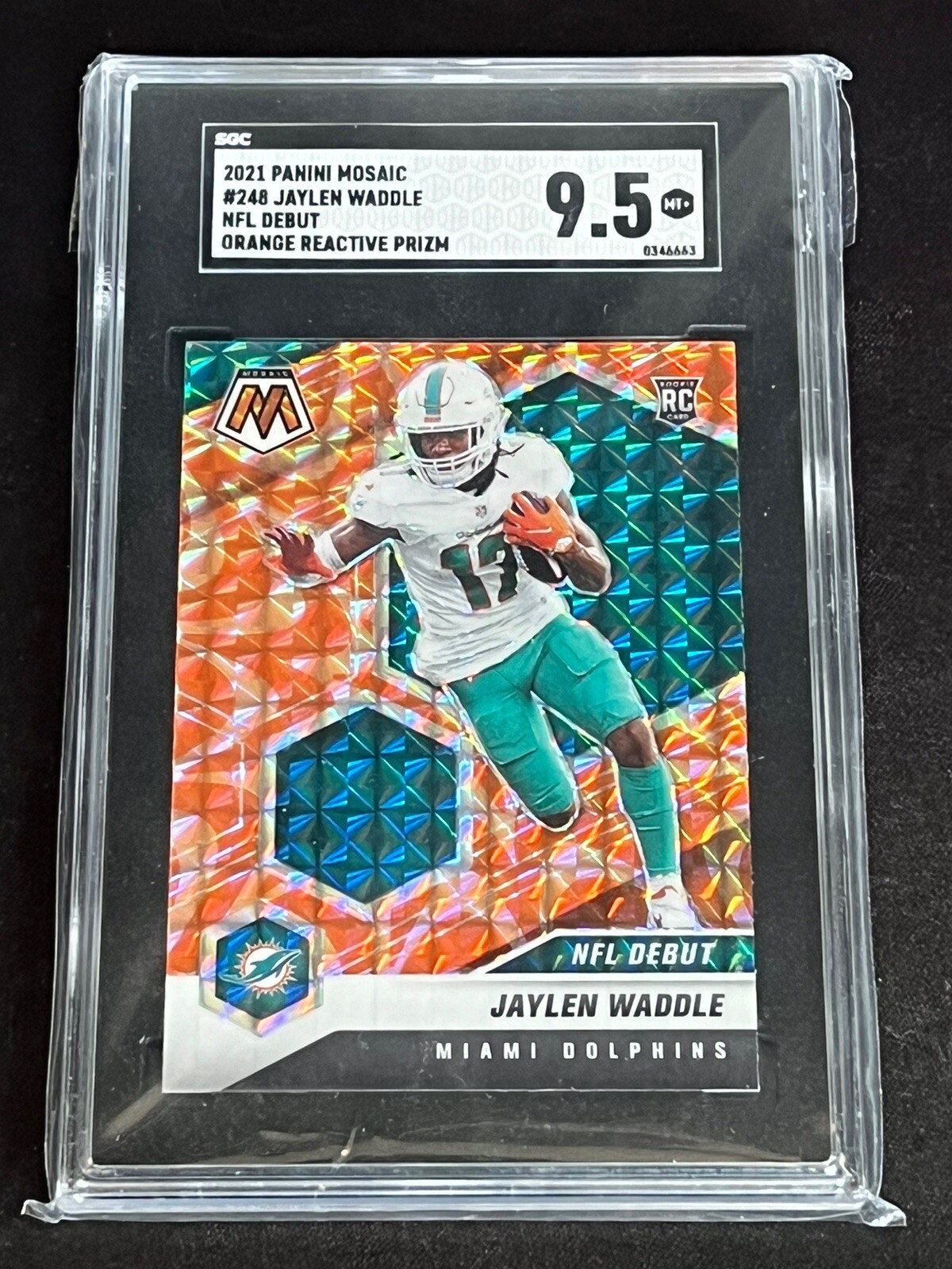 2021 JAYLEN WADDLE PANINI MOSAIC ORANGE REACTIVE PRIZM #308 SGC 9.5