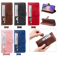 Zipper Magnetic Leather Flip Card Wallet Case Cover For Samsung Galaxy"A" Series