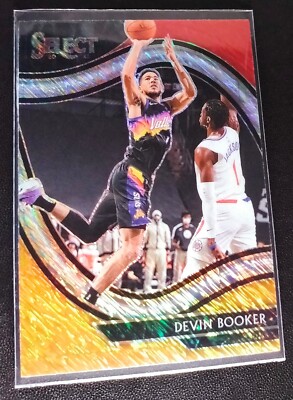2020-21 Panini Select #229 Courtside Red White Orange Shimmer Prizm Devin Booker