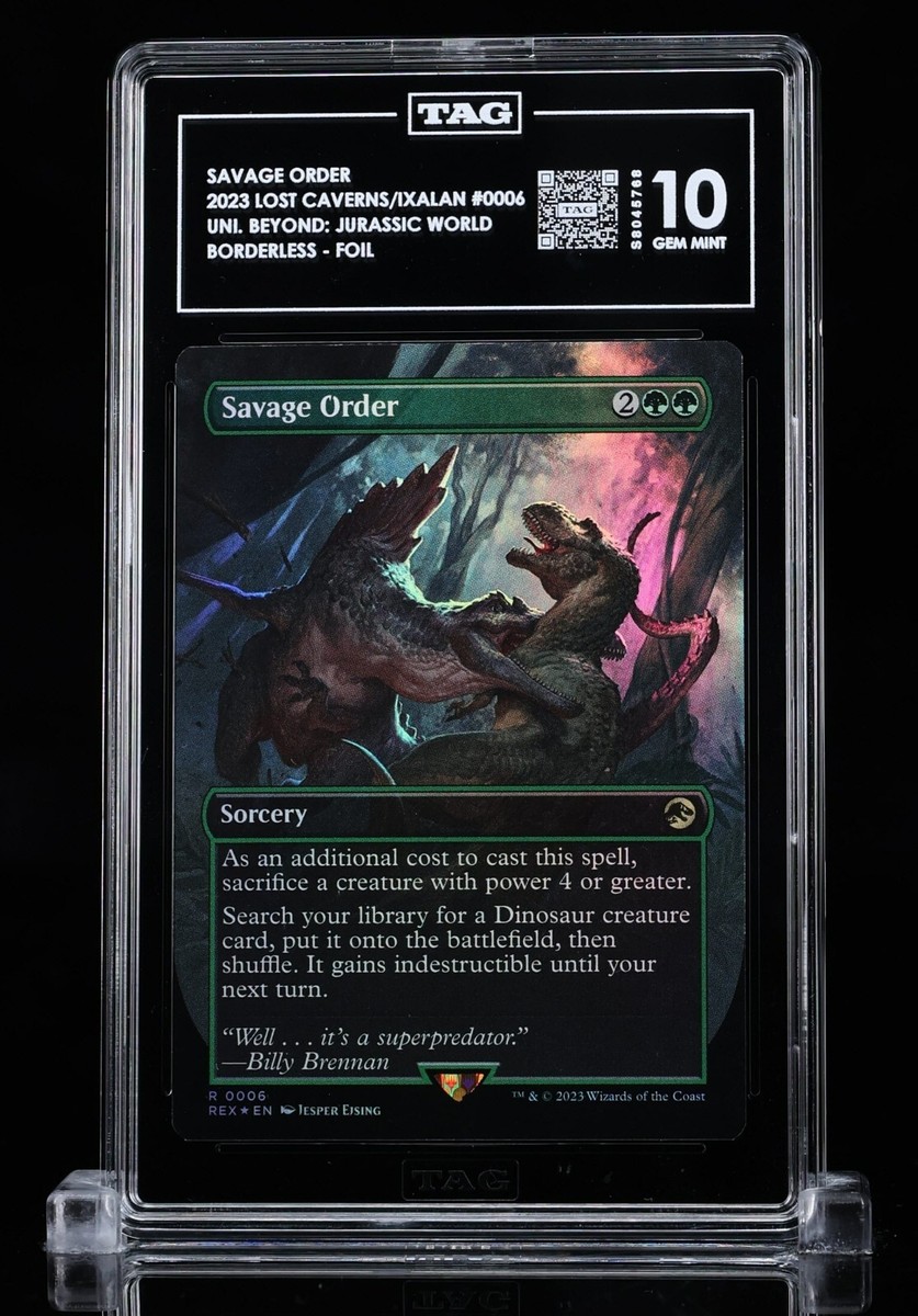 MTG SAVAGE ORDER Jurassic World Borderless Foil #0006 TAG 10