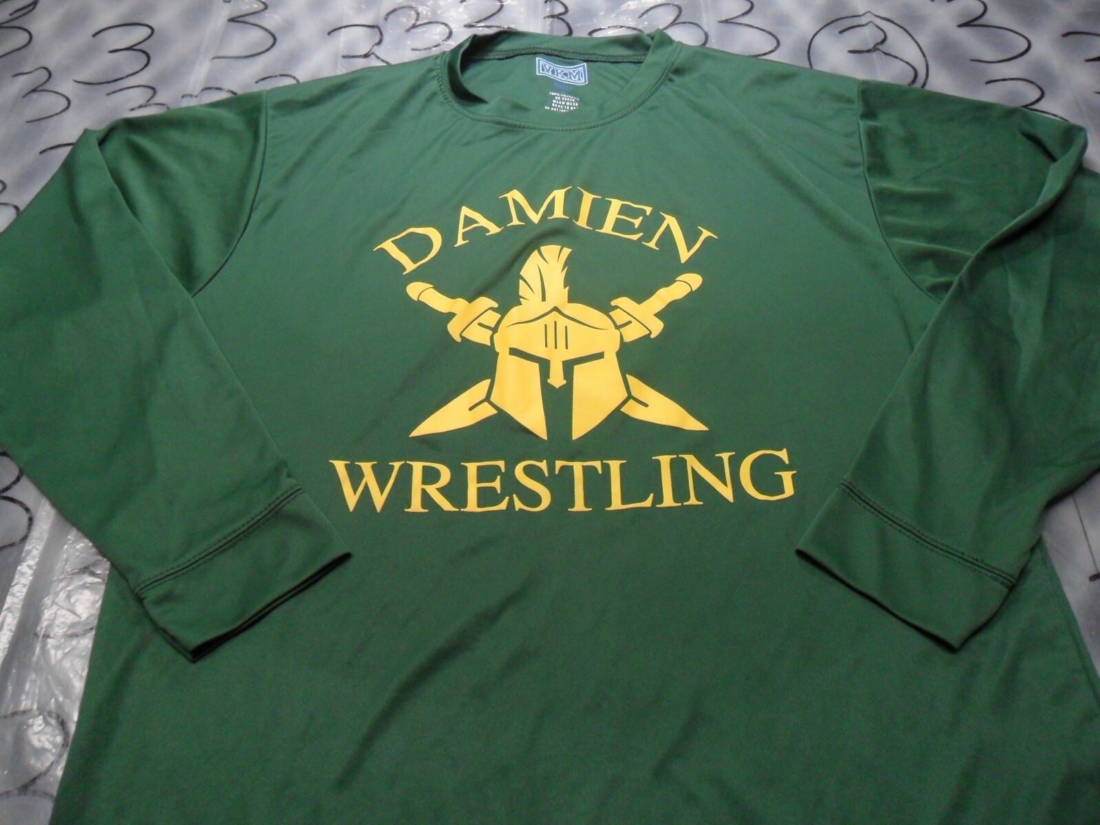 Large Damien High School Wrestling 100 Poly Shirt Gem