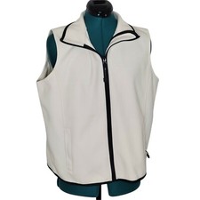 Womens Trespass Vest Lightweight Zip Up White Black Trim Pockets Size Large