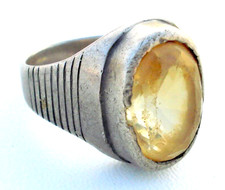 ANTIQUE TRIBAL OLD SILVER GEM STONE RING RAJASTHAN IND.