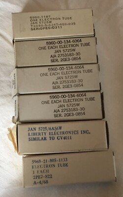 Lot Of 6 Vintage RAYTHEON GENERAL ELECTRIC TUNG-SOL JAN 5725W Electron Tubes NOS
