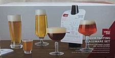 Vacu Vin Beer Tasting Glassware 2 Sets Of 5 Different Glasses & Tasting Notepad