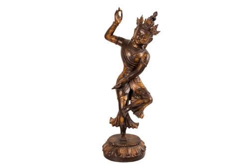 Ein Paar große vergoldete Bronze Figuren, tanzende Dakinis, China, 20. Jh. - Bild 2 von 16