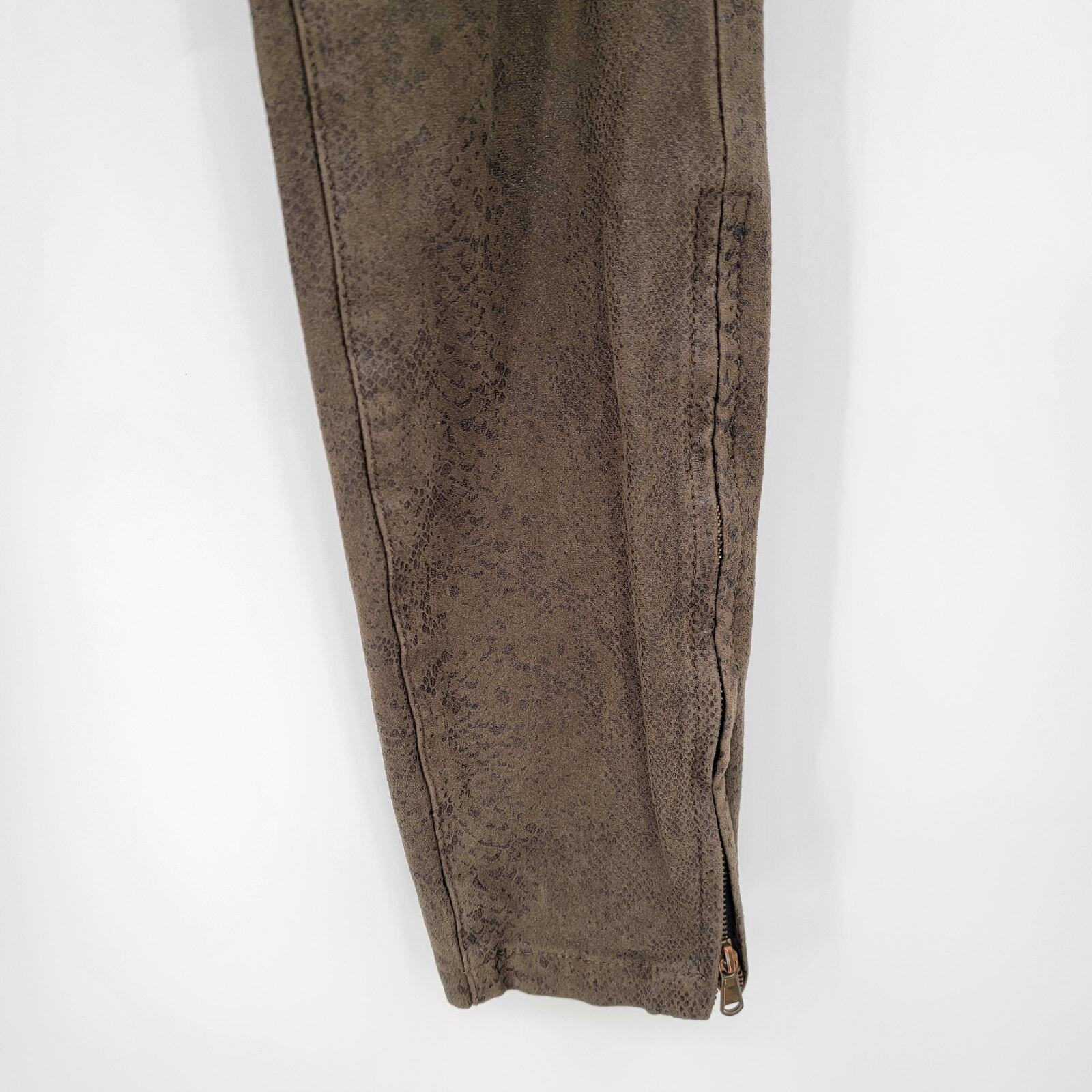 ZARA Basic Women's Snake Print Faux Suade Skinny Pants Zip Cuff Brown Size 4 thumbnail 7