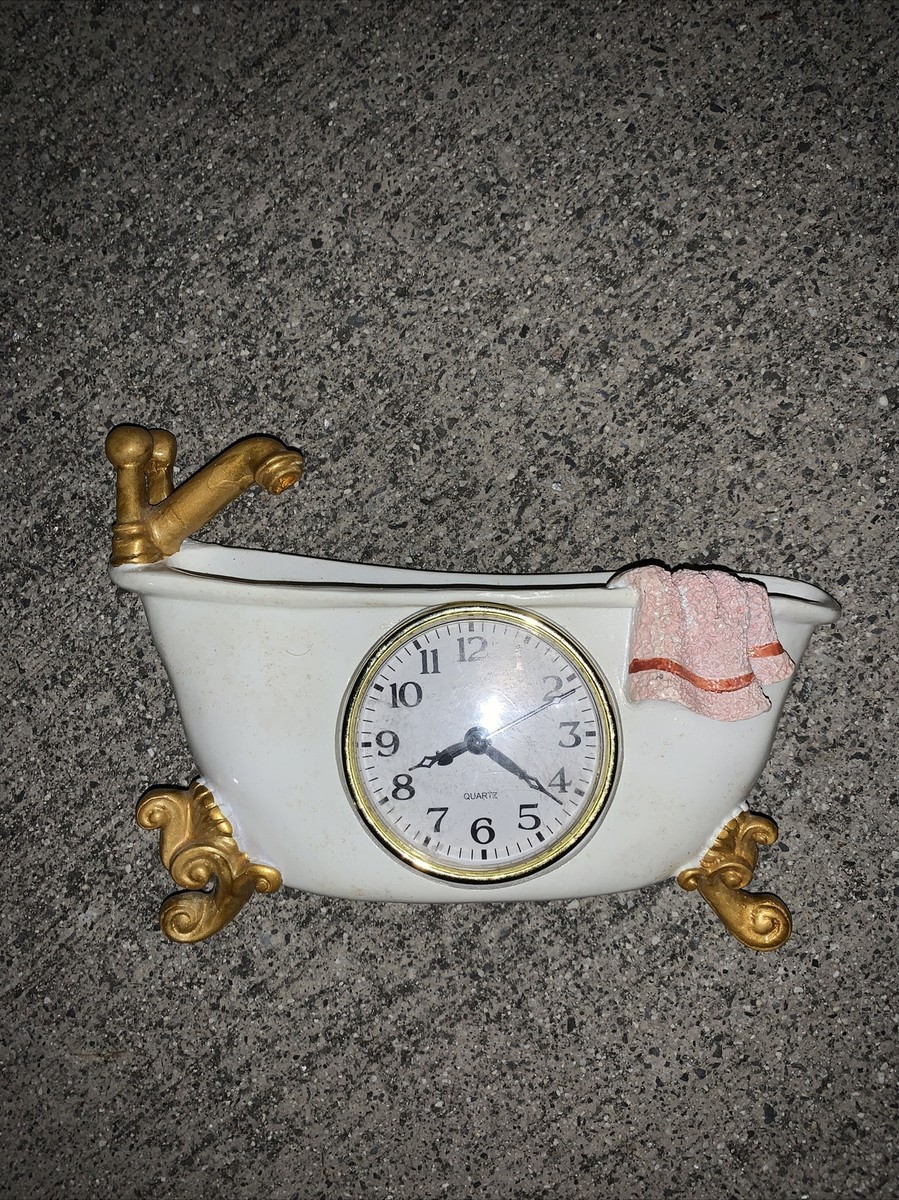 Rare Claw Foot Bathtub Bath & Faucet Towel Wall Clock Bathroom 7