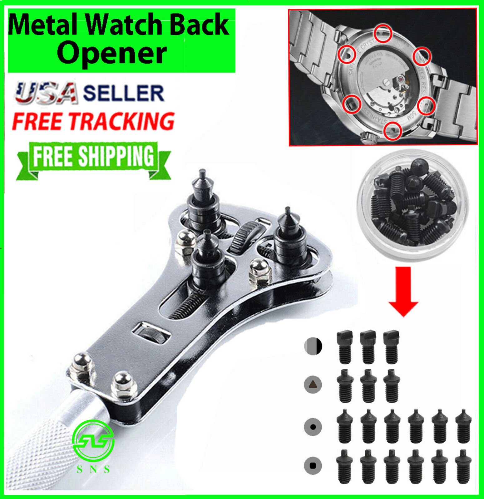 Watch Band Back Case OPENER Fixer Repair Tool Kit Battery Screw Cover Remover 