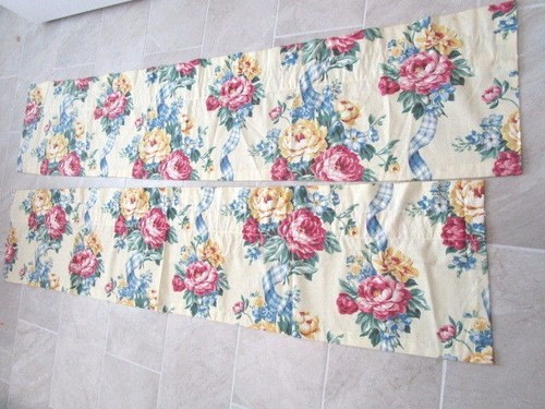 Dos valencias florales vintage - largas 86" - casa de campo, campo francés, aspecto de chintz - Imagen 3 de 4