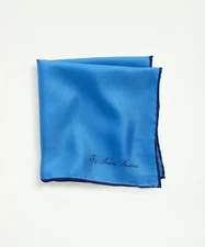 Brooks Brothers Blue Pocket Square/Handkerchief 100% Silk MSRP $29.50 (Small)