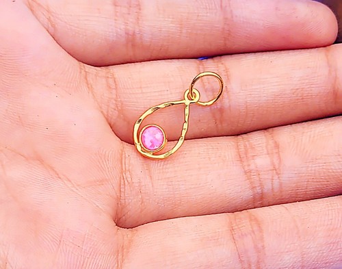 Australischer Opal Charm - 18K Massiv Gold Handarbeit Schmuck 20x9 mm Charm Anhänger - Bild 3 von 4