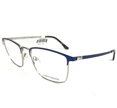 Alberto Romani Brille Rahmen AR 20203 NV Glänzend Blau Silber Quadrat 54-18-140