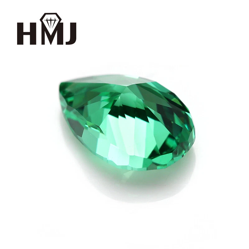 Piedra suelta de circonita cúbica diamante carbono verde corte pera VVS AAAAA+ para joyería Foto 4 de 4