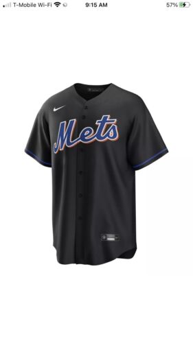 Maglietta alternativa nera Nike New York Mets nuova con etichette da uomo taglia XL autentica $115
