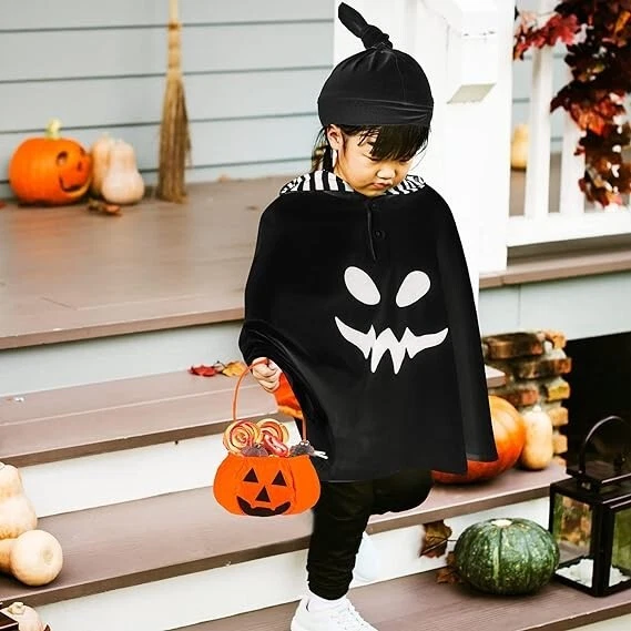 Halloween Niño Pequeño Fantasma Disfraz para Niños Bebé Niña Niño 3-4T Fantasma Poncho con Capucha Foto 4 de 4