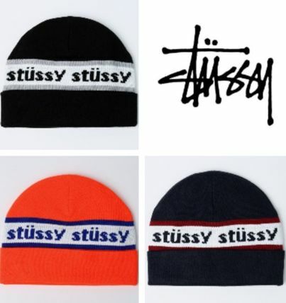 orange stussy beanie