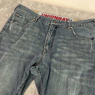 Vtg. Unionbay Baggy Wide Leg Blue Jeans 40/32 Y2K 90