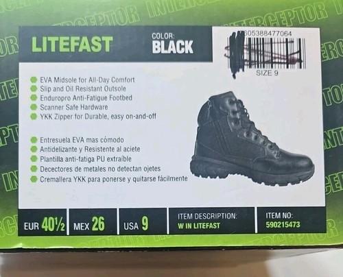 Interceptor Tactical Lace-up/Zipper Boots Men’s 9 Black Display - Picture 10 of 12