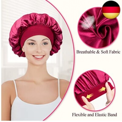 4 Satin-Schlafhauben Set – Weiche Nachtmützen Für Frauen, Elastisch, Haarschonend, In Verschiedenen Farben
