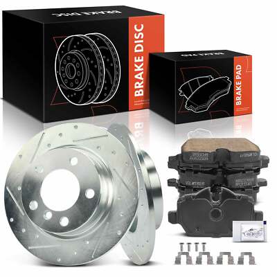 6Pcs Drilled Brake Rotors +Ceramic Brake Pads for Mini Cooper Paceman R61 Rear
