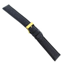 18mm Milano Black Matte Leather Stitched/Padded Men's Watch Band SHORT 1172 400