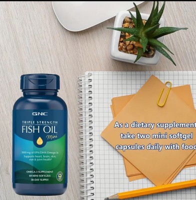 GNC Triple Strength Fish Oil 1000mg of EPA/DHA Omega-3s *60 Count - Exp. 06/2025