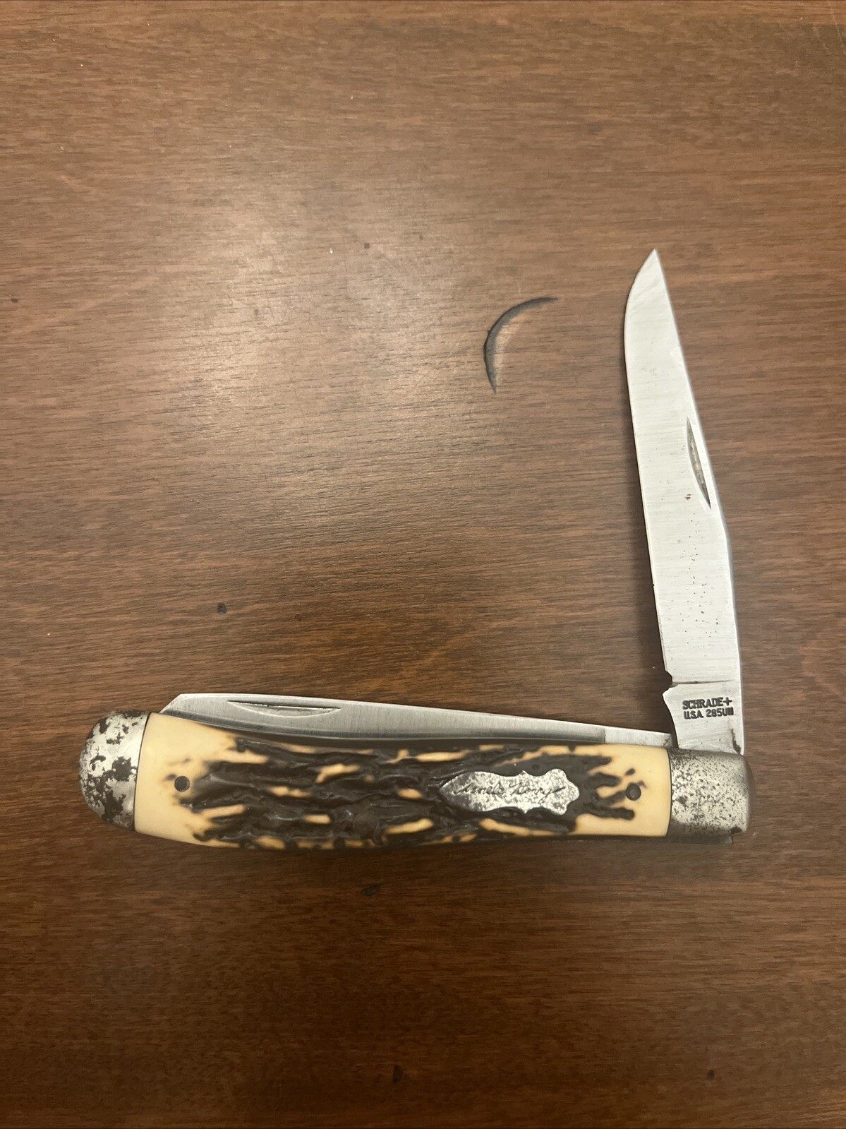 Vintage Schrade Walden Made in USA Uncle Henry Staglon Trapper Knife 285UH