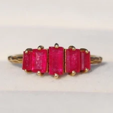 Natural Ruby Gemstone Ring, 925 Sterling Silver, 14k Gold Plated Women Ring